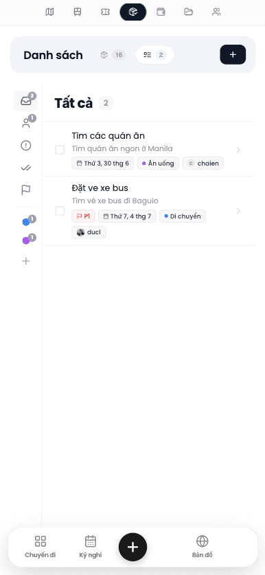 Mobile packing list screen showing a personal travel checklist